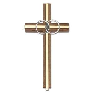  6 inch Marriage Cross, Walnut w/ Antique Silver inlay 