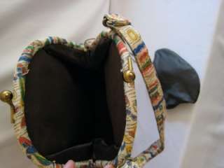 Adorable Vintage 1940s Egyptian Revival Purse Amazing Print Great 