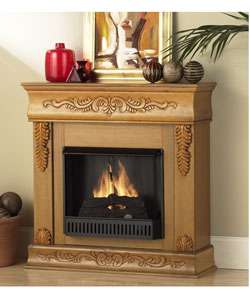 Oak Carved Ventless Fireplace  Overstock