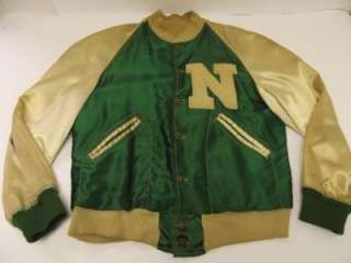 vtg 30s Satin 2 Tone Baseball School Team Sport Button Front Jacket 