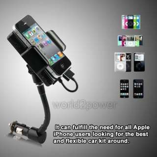 Wireless FM Audio Transmitter Hands free Car Kit W/Remote for Apple 