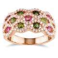 Sterling Silver Pink and Green Cubic Zirconia Ring  Overstock