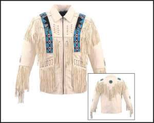 Mens Custom Eagle Beaded Leather Western Jacket 1705B  