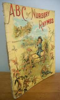 ABC OF NURSERY RHYMES Mounted on Linen w/ Color Illustrations circa 