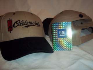 Oldsmobile GM Baseball Hat Cap Old Logo Khaki Black  