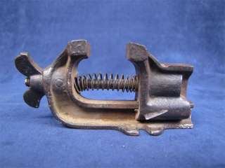 Antique Iron Bench Mounted Small Vice Vise Clamp Tool  