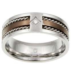 Two tone Stainless Steel Mens Diamond Band  Overstock