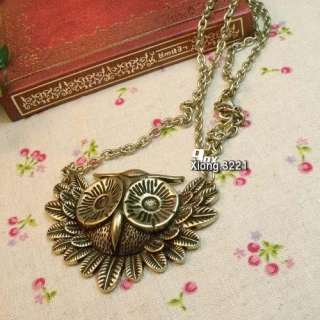 Vintage Retro Gothic Style Owl Head Chain Necklace  