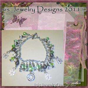 Isis Design Birthstone Charm Bracelet Letter O Initial made w 