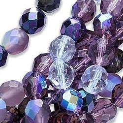 Czech Fire Polish 8 mm Round Lilac Purple Beads (100)  Overstock