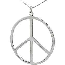 Sterling Silver Peace Symbol Necklace  Overstock