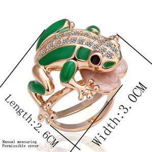 18K GOLD FROG JADE AND CRYSTAL ENCHASE CZ COCKTAIL WOMEN RING FREE P&P 