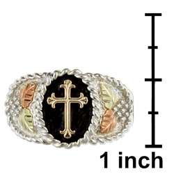 Sterling Silver and Black Hills Gold Mens Cross Ring  