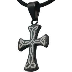 Stainless Steel Black Celtic Cross Pendant Necklace  Overstock