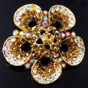    1pc Rhinestone crystal flower brooch pin wedding bridal