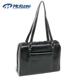 McKlein Black Glenview Italian Leather Laptop Case  