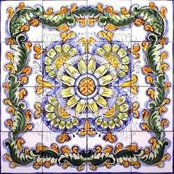 Kotiba Design 16 tile Ceramic Mosaic Medallion  