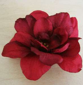 Red Apple Blossom Silk Flower Hair French Barrette  