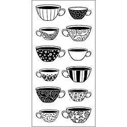 Inkadinkado Coffee Cups Clear Pattern Stamps Sheet  