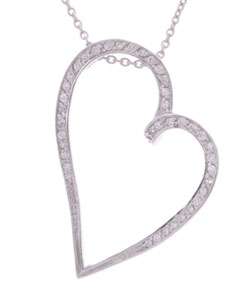 Sterling Silver CZ Large Heart Pendant  Overstock