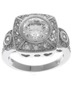 Sterling Silver Art Deco inspired CZ Ring  Overstock
