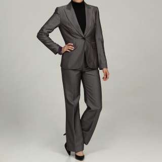 Tahari Womens Grey/ Purple Stripe Pant Suit  Overstock