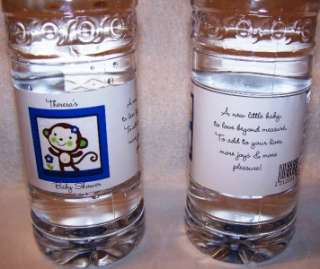 40 Jungle Jill & Jim BABY SHOWER WATER BOTTLE LABELS GLOSSY / WATER 