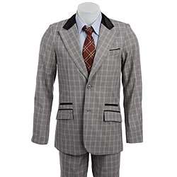 English Laundry By Scott Weiland Mens Silver Plaid Suit   