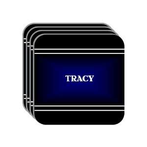 Personal Name Gift   TRACY Set of 4 Mini Mousepad Coasters (black 