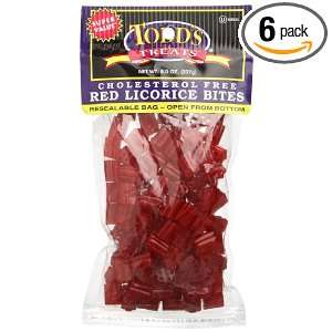 Todds Treats Red Licorice Bites, 8 Ounce Bags (Pack of 6)  