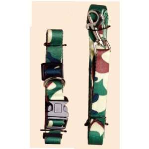  Green Camouflage Dog Leash & Collar Set (Medium): Pet 