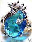 beautiful sky blue crystal womans ring size 6 9  