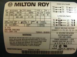 20261 Milton Roy D72J8PM4N1N Chemical Pump 1/4 HP  