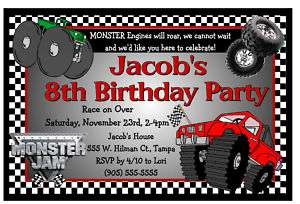 MONSTER JAM MONSTER TRUCK BIRTHDAY PARTY INVITATIONS  