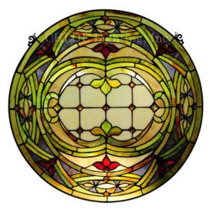 REFLECTION GEOMETRIC 24 ROUND STAINED GLASS PANEL  