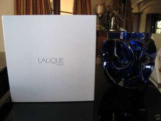 New Authentic LALIQUE Tourbillons Ferrat Blue Vase NIB  