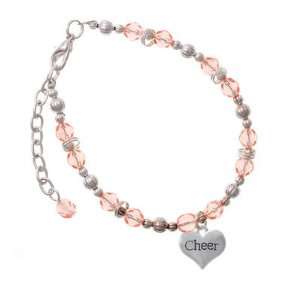  Cheer Heart Pink Czech Glass Beaded Charm Bracelet 