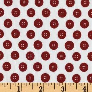  43 Wide Sew Christmas Buttons White/Red Fabric By The 