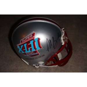  Plaxico Burress Autographed Super Bowl XLII mini helmet w 
