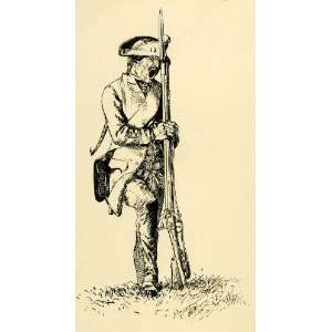   Art Tired Sentinel Duty Military Bayonet Rifle   Original Engraving