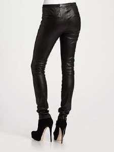 Helmut Lang SKINNY Stretch Leather Pants Leggings Black 10 US / 14 UK 