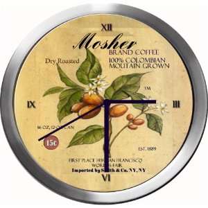  MOSHER 14 Inch Coffee Metal Clock Quartz Movement Kitchen 