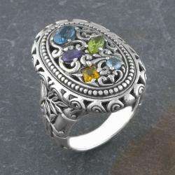 Sterling Silver Multi Gemstone Cawi Ring (Indonesia)  Overstock