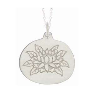   Baroni Large Brushed Sterling Silver Lotus Bloom Necklace Baroni