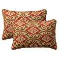 Pillow Perfect Decorative Red/ Tan Damask Outdoor Toss Pillows (Set of 