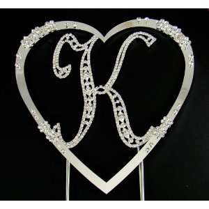   Crystal Cake Letter with Large Crystal Flower Heart 