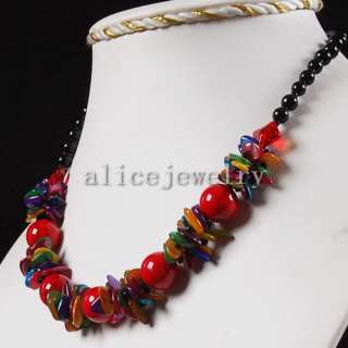 Red Jade Chip Necklace 18 GN145  