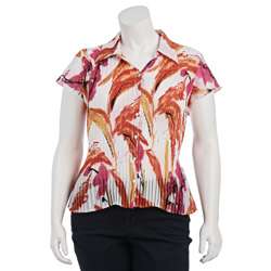   by Milano Womens Plus Size Hibiscus Crinkle Blouse  