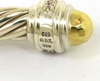   DAVID YURMAN STERLING, 18K & DIAMONDS LADIES CABLE BANGLE BRACELET 7mm