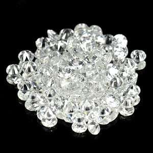 Pcs. / $2.50 Round Diamond Cut Natural White Zircon Cambodia 